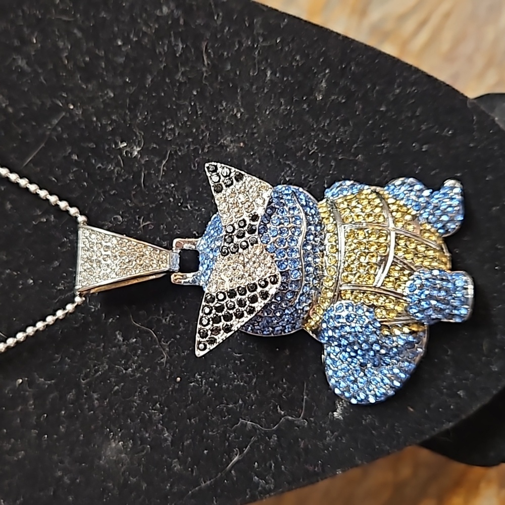 SQUIRTLE Turtle Cartoon bling Jewelry Necklace statement piece - Picture 2 of 4